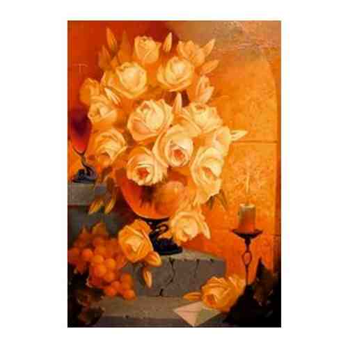 Алмазная мозаика Вечерний натюрморт с розами, Diy 36x50 см. арт. 101330821360
