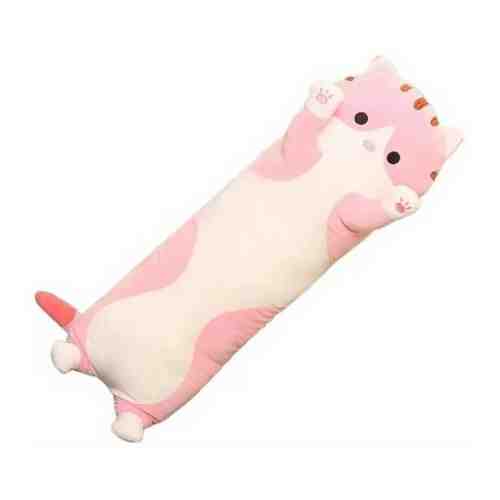Большая мягкая плюшевая игрушка Длинный Кот подушка батон 60 см Розовый арт. 101699372969