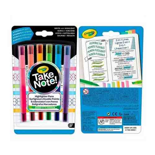Crayola Crayola Смываемые двусторонние фломастеры Take Note, 6 шт. 58-6560 арт. 101462680685