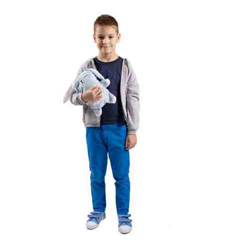 Детская толстовка-трансформер 2 в 1 Обликулс: Худи с капюшоном/игрушка Заяц Ро Миро, цв. серый меланж арт. 101462902402