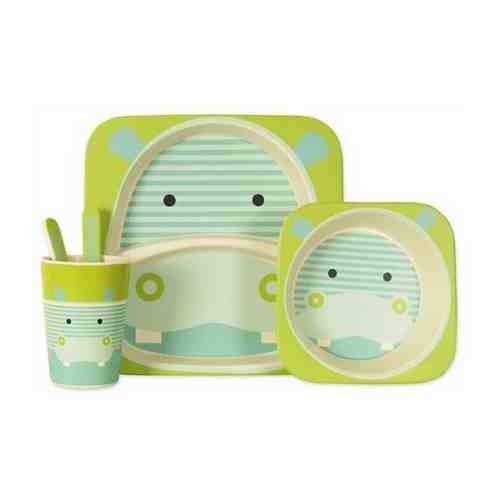 Детский столовый набор, тарелка, миска, ложка, вилка, стакан, цвет зеленый, 27х25х10 см, Baby Fox BF-BOWL-49 арт. 101218643514