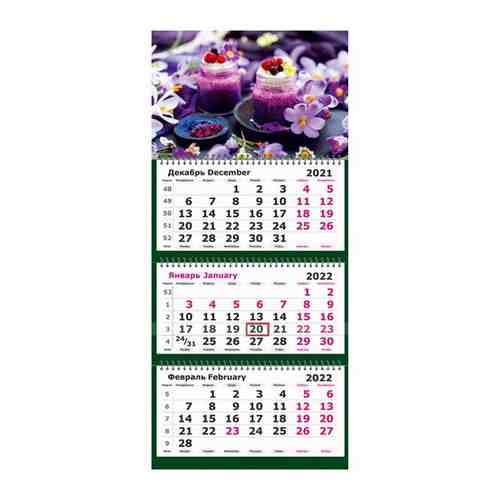 Календарь квартальный трехблочный настенный 2022 год Цветы 305х675 мм арт. 1749209509