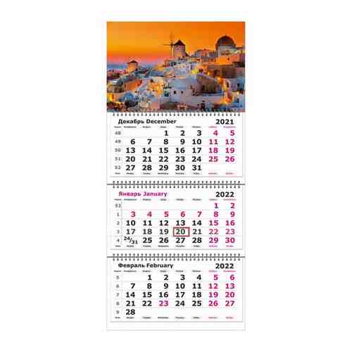 Календарь настен, 2022, 305х675,Греция. Санторини,3спир,80г/м2,KB 13с14-215 арт. 101499268886
