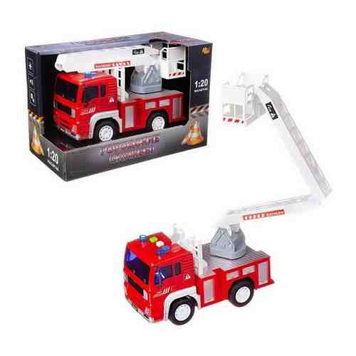 Машинка инерционная ABtoys Пожарная машина с белой лестницей свет/звук 1:20, 24x12x15.5 см C-00453 арт. 1011295502