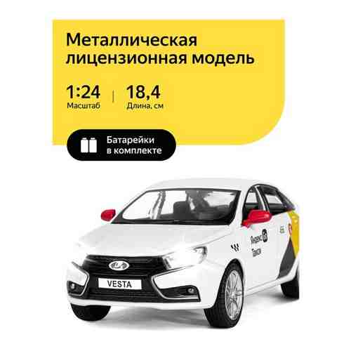 Машинка металлическая инерционная Яндекс Go, LADA VESTA, М1:24, открываются двери, капот и багажник, свет, звук, желтый арт. 101640818911