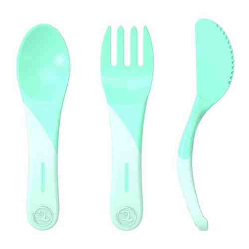Набор приборов Twistshake (Learn Cutlery). Пастельный зелёный (Pastel Green). Возраст 6+m. Арт. 78201 арт. 100788521016