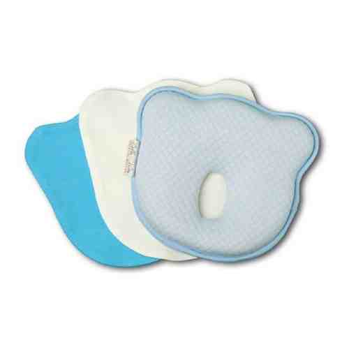 Подушка для новорожденных малышей с анатомической выемкой BELLA VISTA голубая в комплекте с двумя наволочками. арт. 101469641957