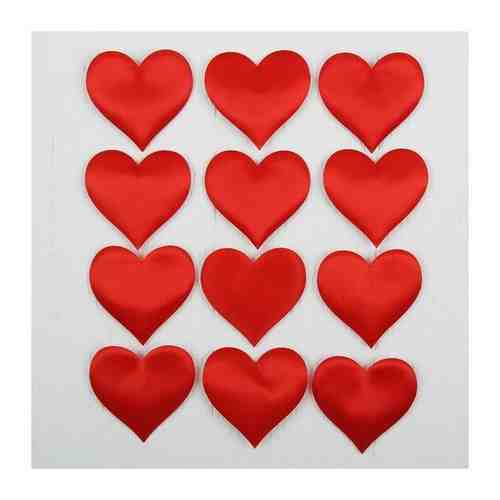 Сердечки декоративные, набор 12 шт., размер 1 шт: 6.5x5 см, цвет красный арт. 1458606380